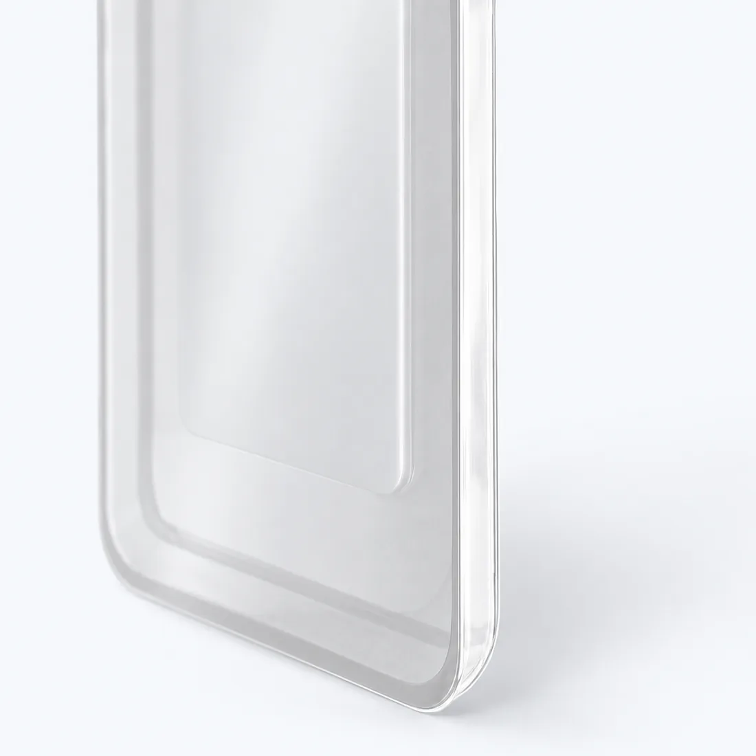 Blister para capinha com fundo branco e frente transparente 17cm x 9cm — verso lateral