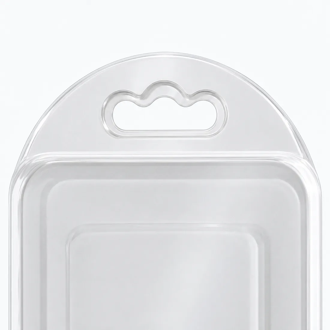 Blister para capinha com fundo branco e frente transparente 17cm x 9cm — detalhe