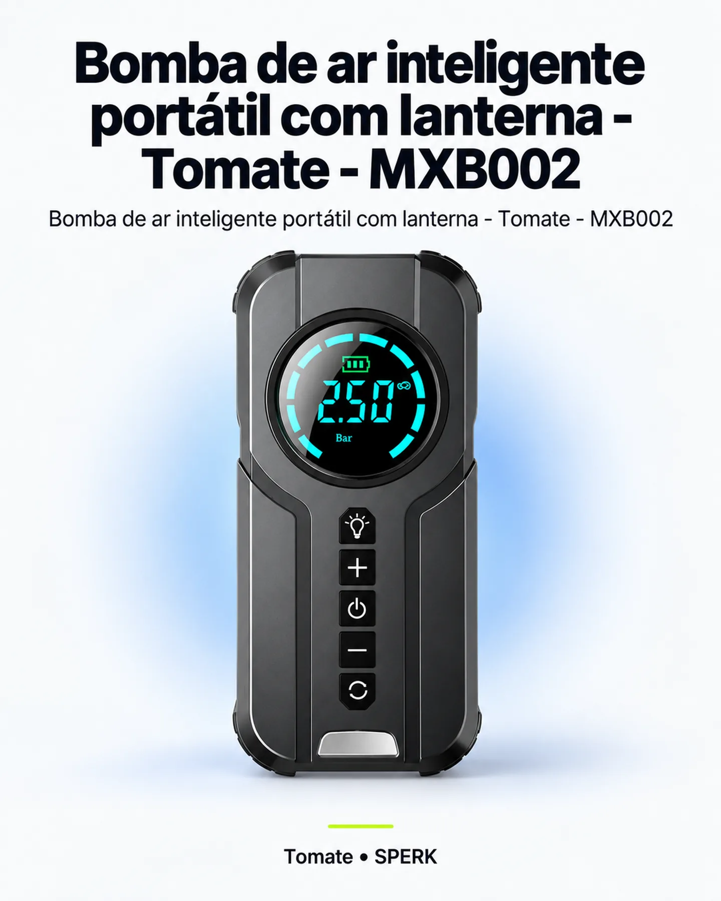 Bomba de ar inteligente portátil com lanterna - Tomate - MXB002 — painel 1
