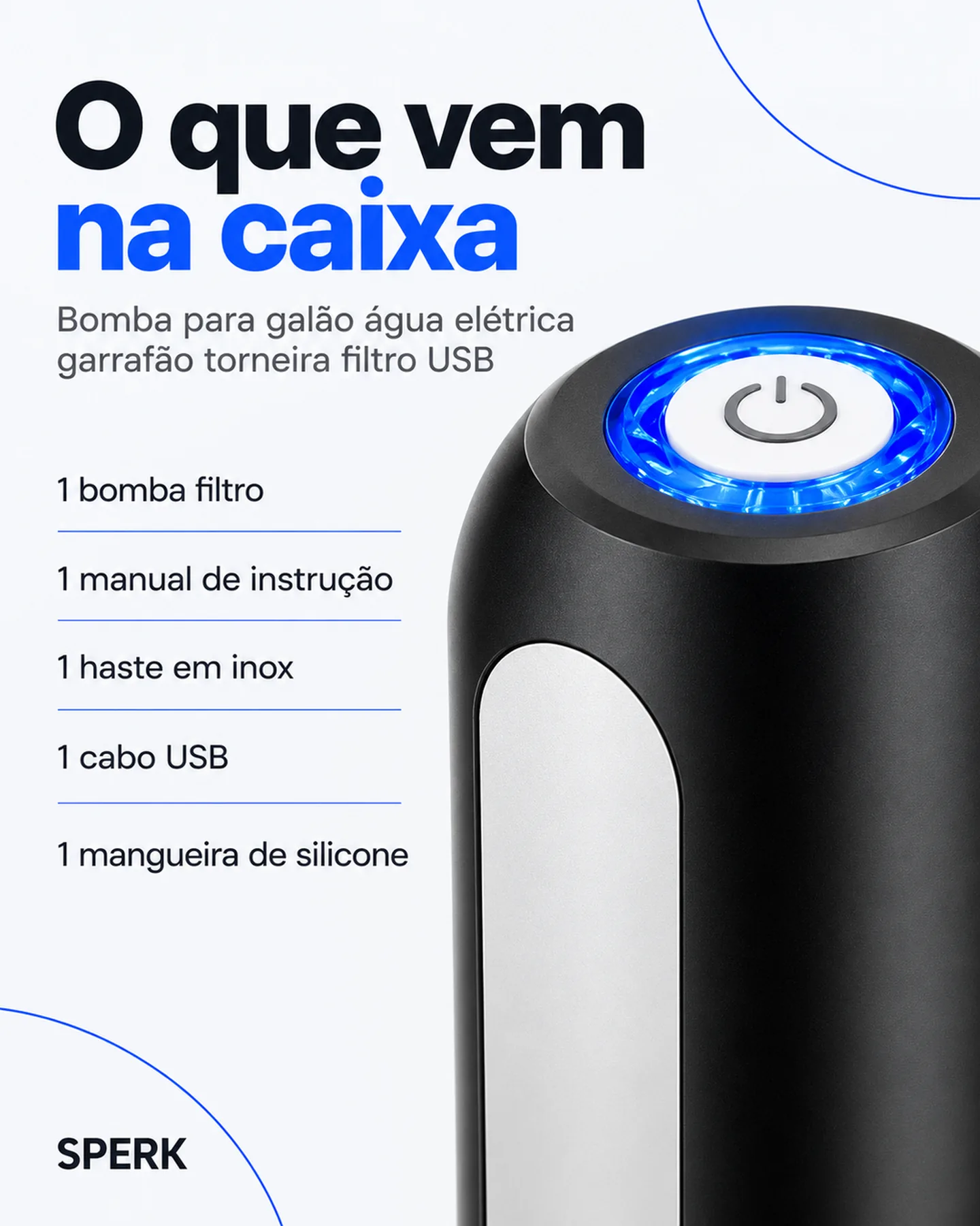 Bomba para galão água elétrica garrafão torneira filtro USB — painel 5