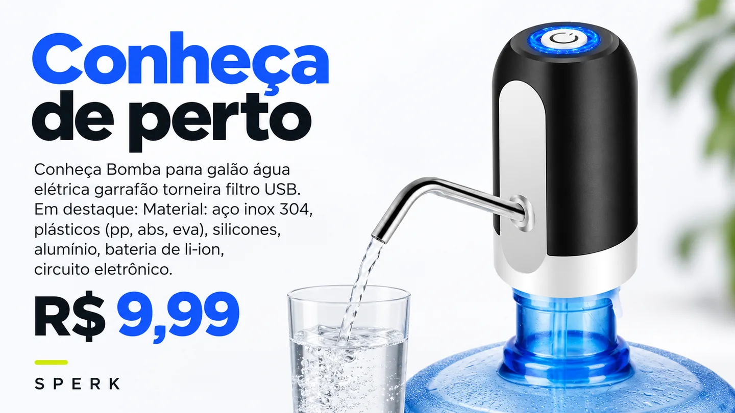 Bomba para galão água elétrica garrafão torneira filtro USB — heroi descricao