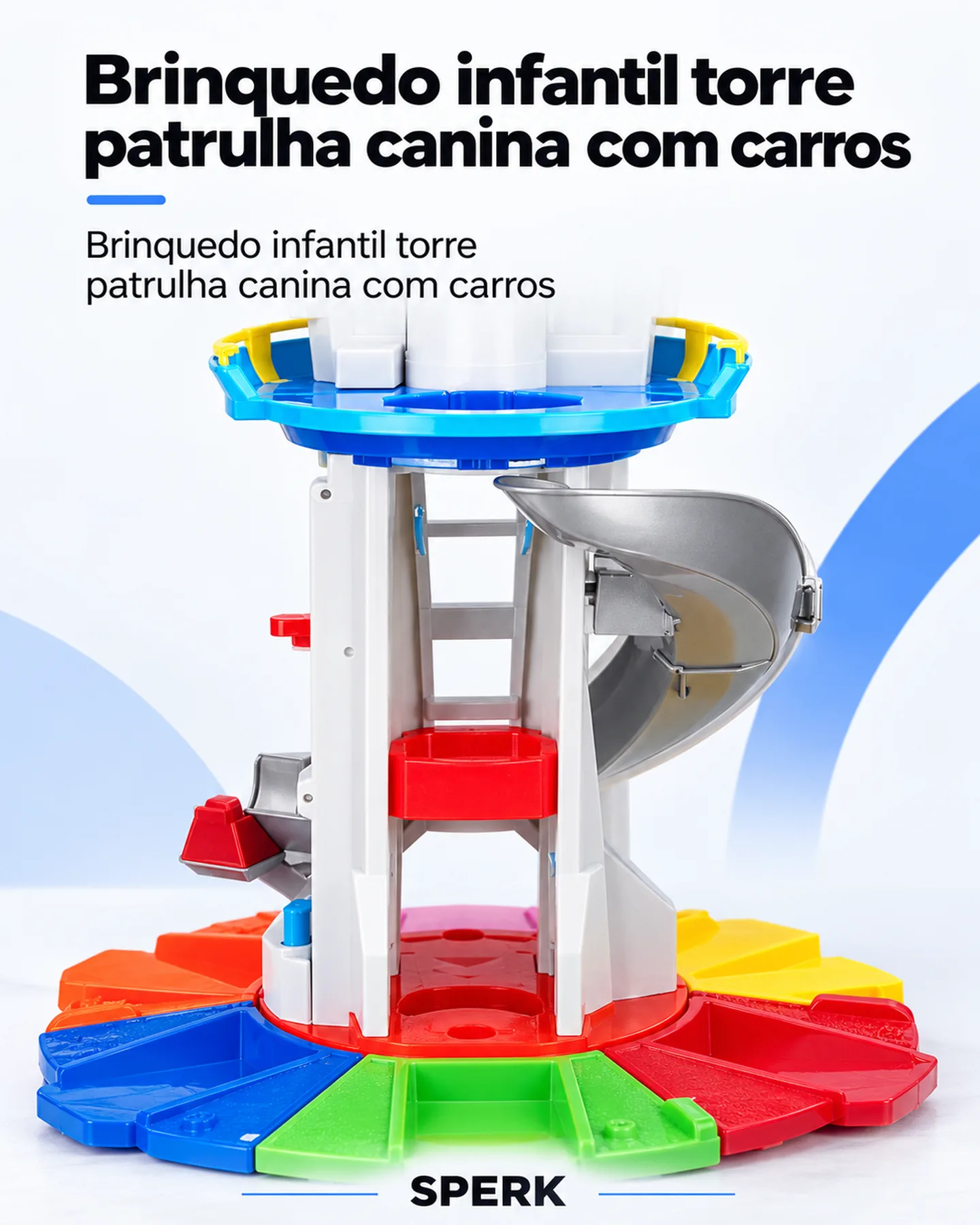 Brinquedo infantil torre patrulha canina com carros — painel 2