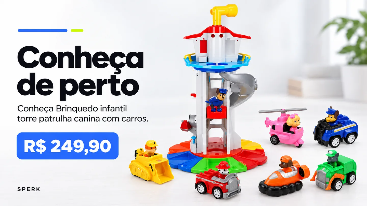 Brinquedo infantil torre patrulha canina com carros — heroi descricao