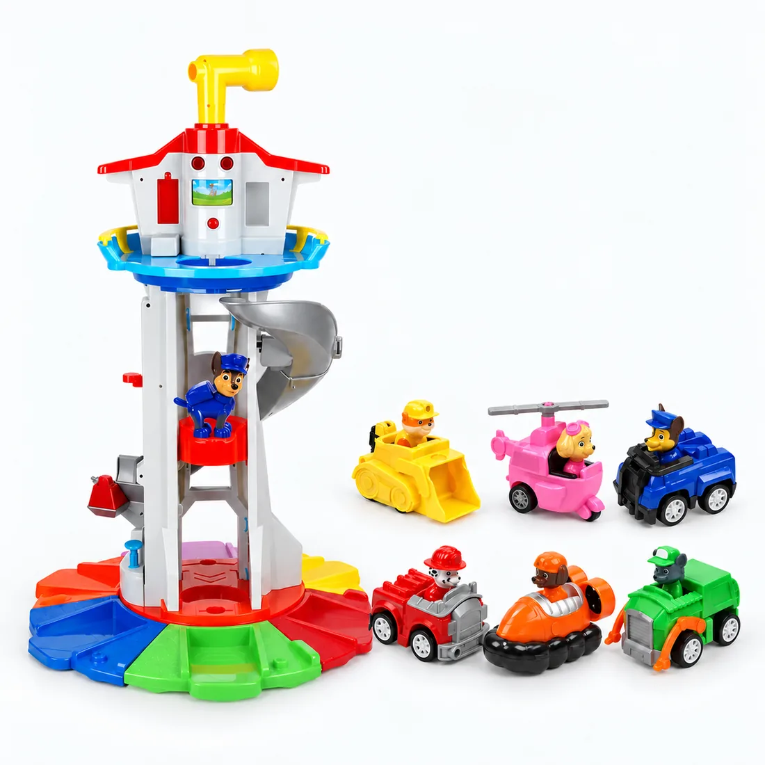 Brinquedo infantil torre patrulha canina com carros