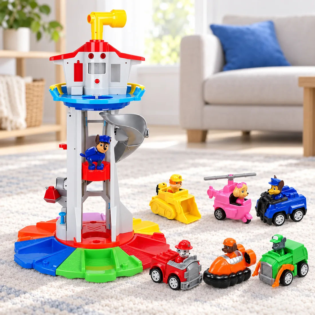 Brinquedo infantil torre patrulha canina com carros — uso
