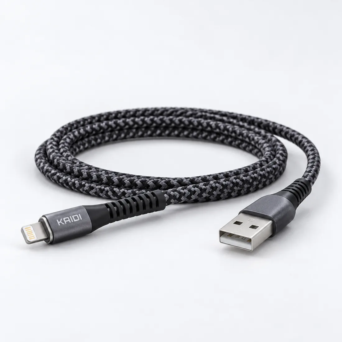 Cabo de dados 3A nylon USB - KAIDI - KD-2501 — verso lateral