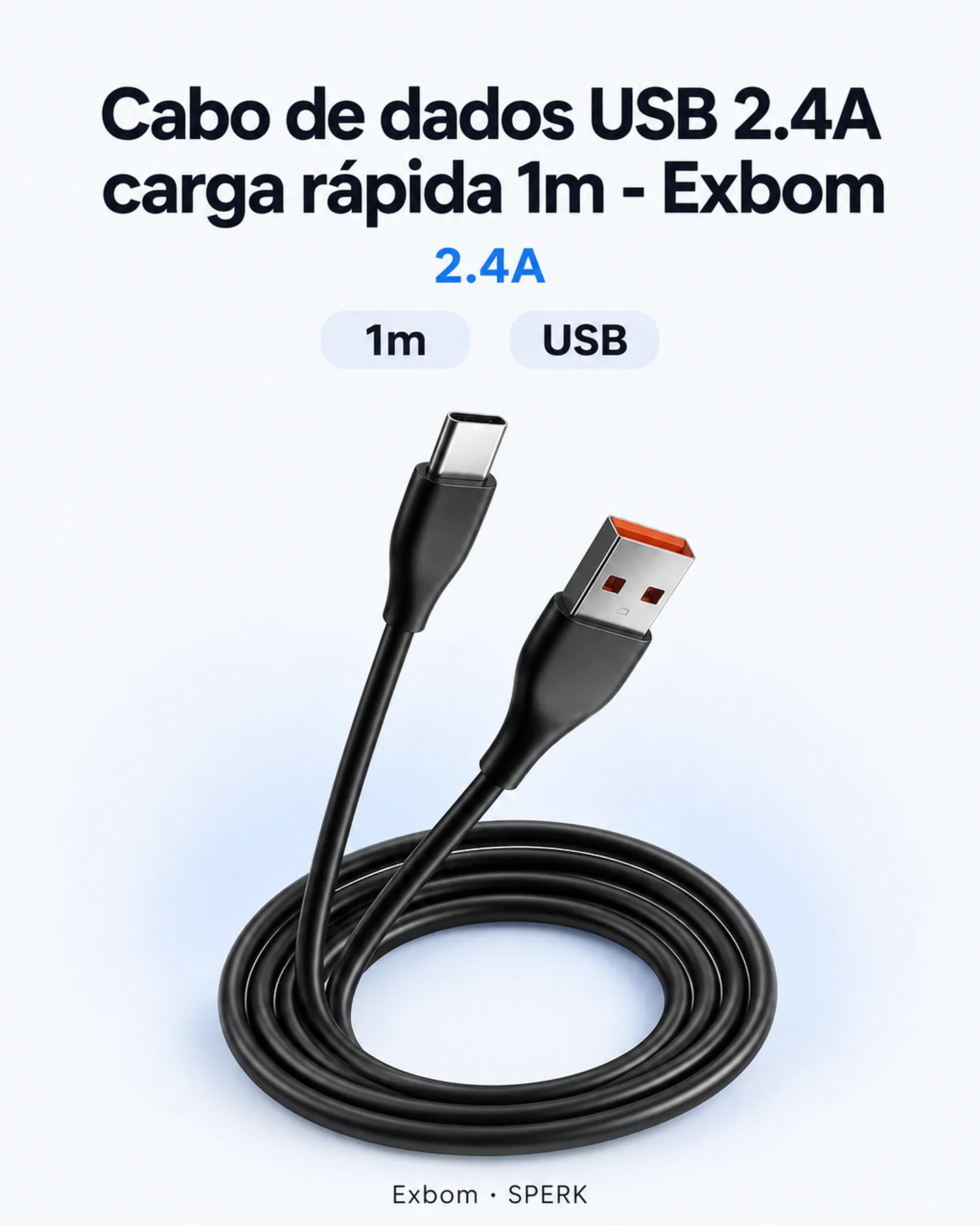 Cabo de dados USB 2.4A carga rápida 1m - Exbom — painel 1