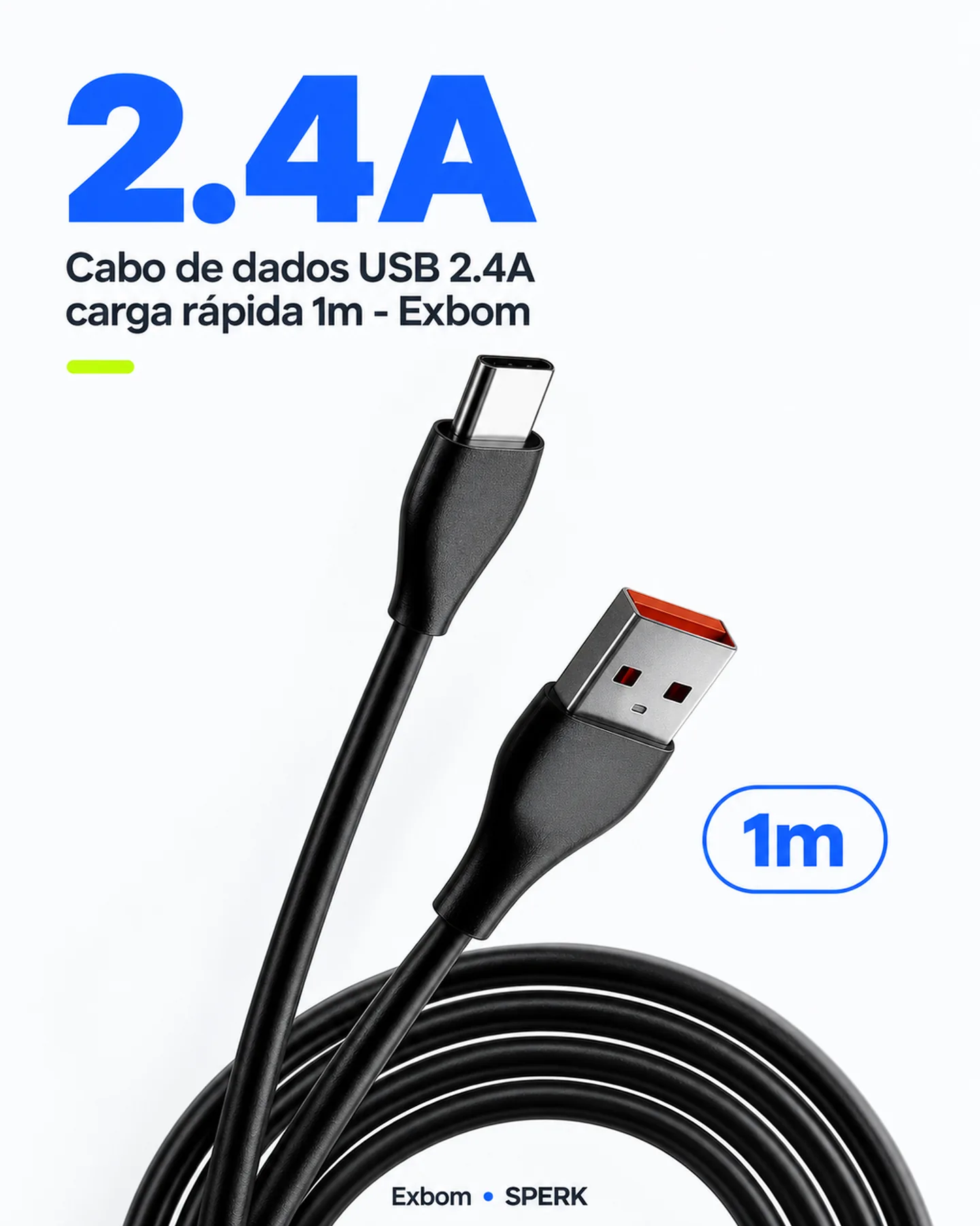 Cabo de dados USB 2.4A carga rápida 1m - Exbom — painel 2