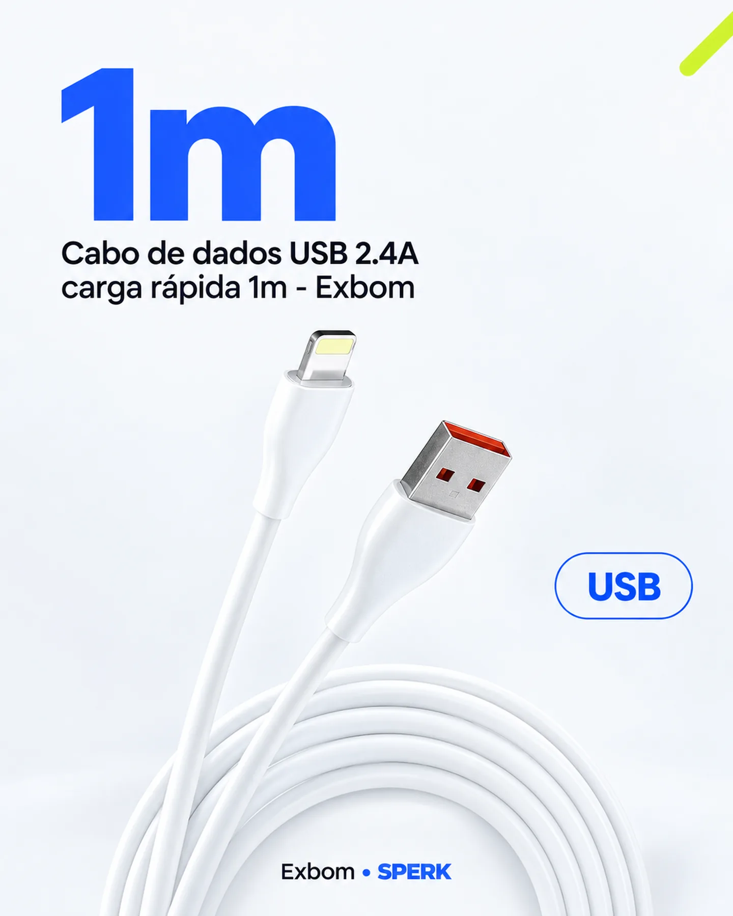 Cabo de dados USB 2.4A carga rápida 1m - Exbom — painel 3