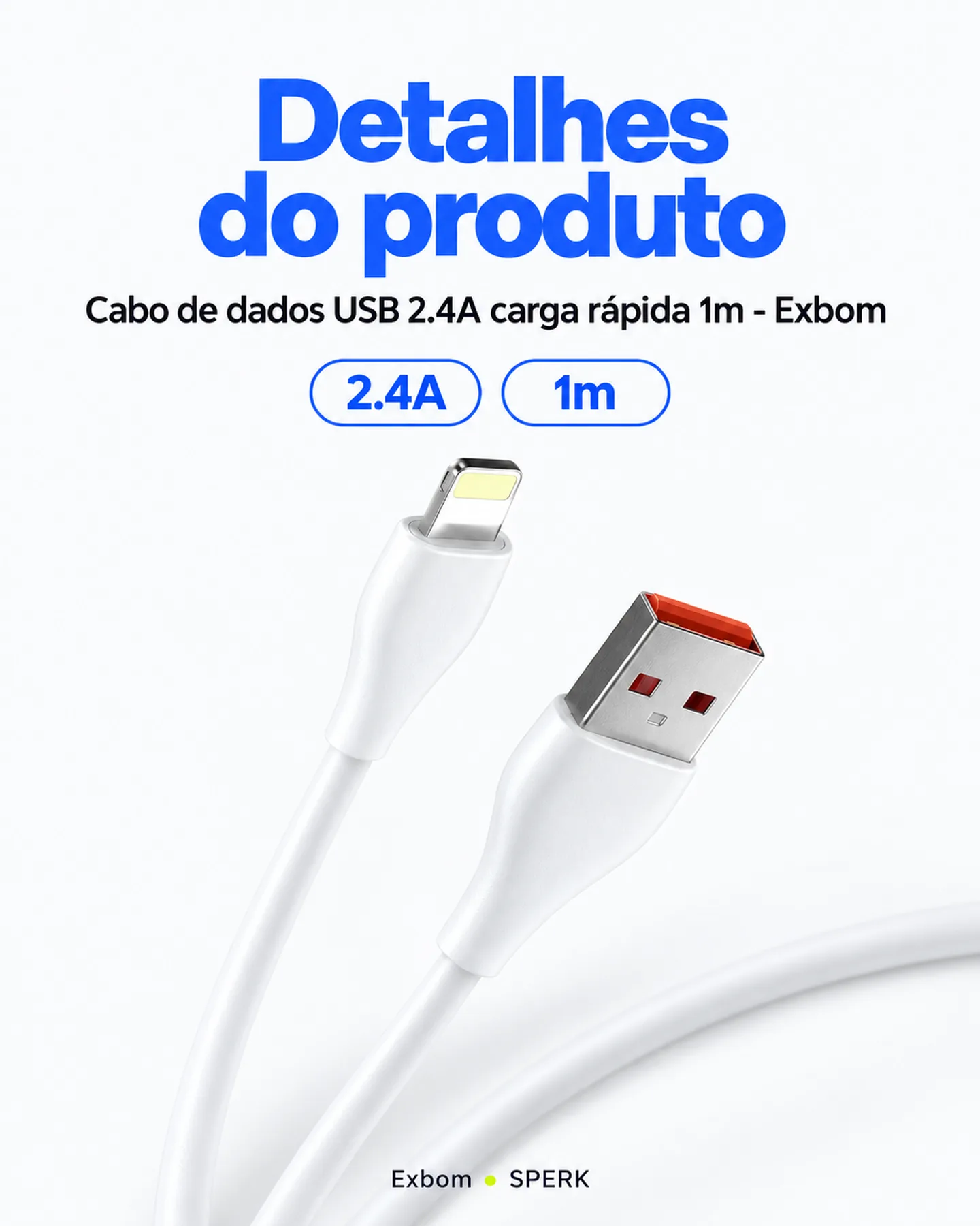 Cabo de dados USB 2.4A carga rápida 1m - Exbom — painel 5