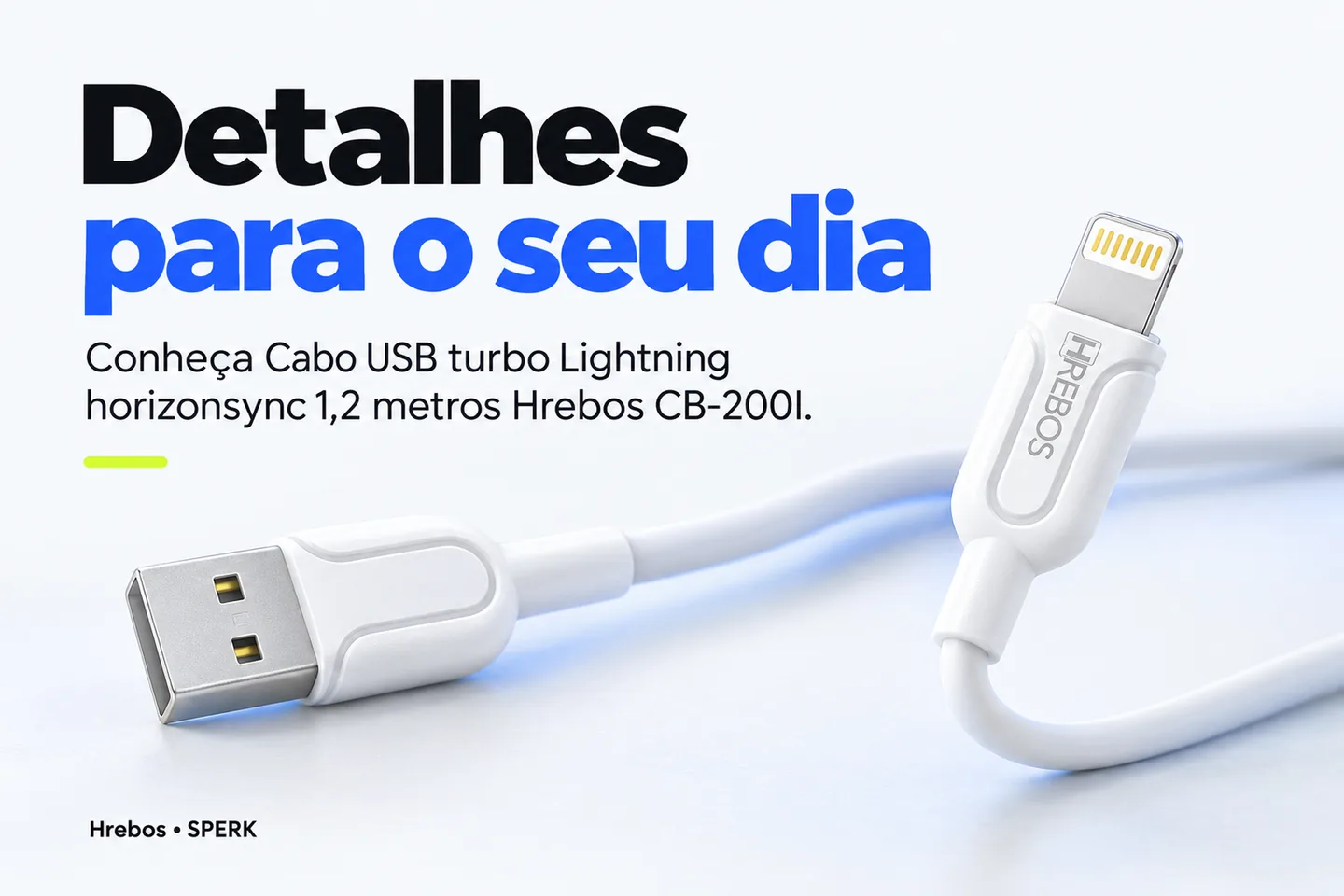 Cabo USB turbo Lightning horizonsync 1,2 metros Hrebos CB-200I — diferencial uso