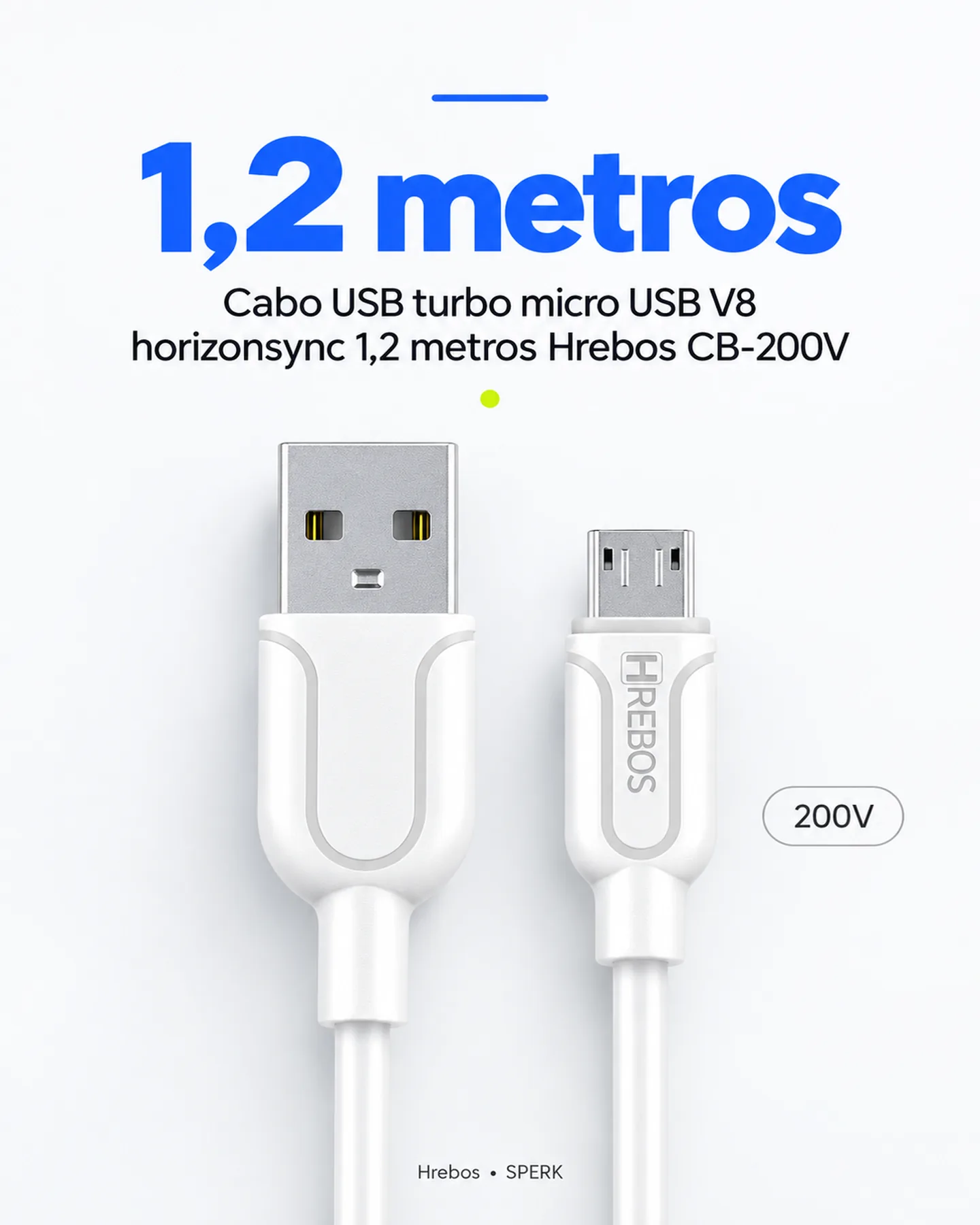 Cabo USB turbo micro USB V8 horizonsync 1,2 metros Hrebos CB-200V — painel 2
