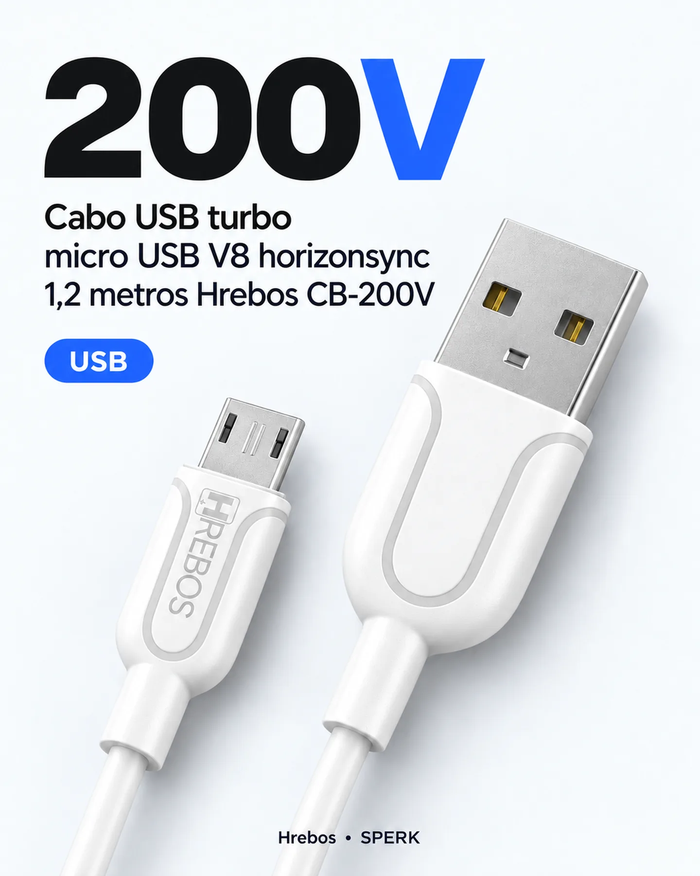 Cabo USB turbo micro USB V8 horizonsync 1,2 metros Hrebos CB-200V — painel 3
