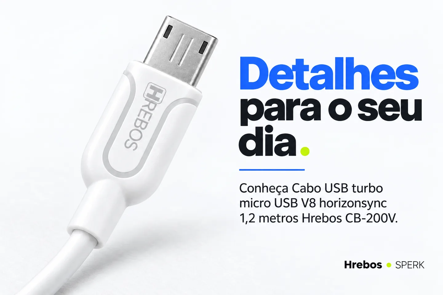Cabo USB turbo micro USB V8 horizonsync 1,2 metros Hrebos CB-200V — diferencial uso