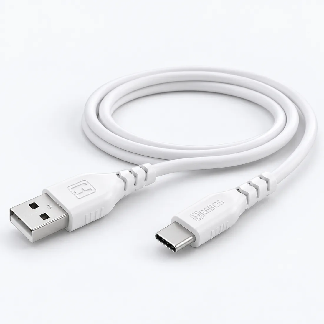 Cabo USB x Tipo-C turbo colorido 1 metro Hrebos HS-011 — verso lateral