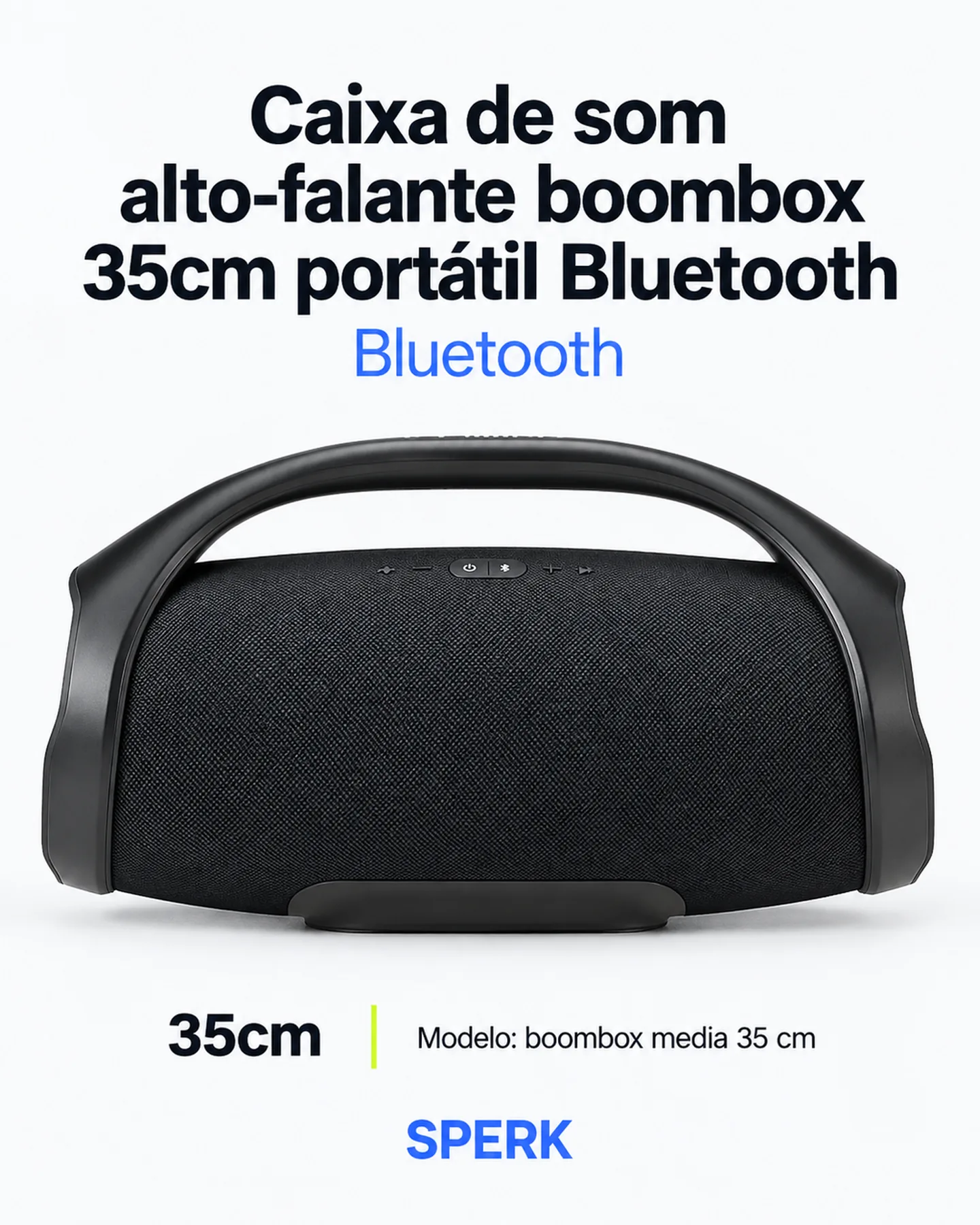 Caixa de som alto-falante boombox 35cm portátil Bluetooth — painel 1