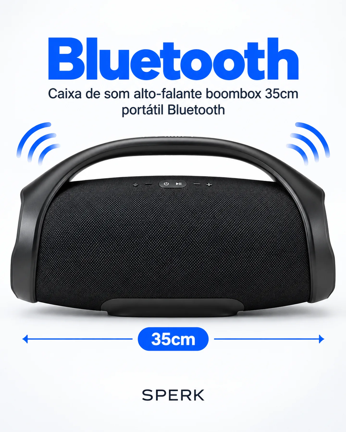 Caixa de som alto-falante boombox 35cm portátil Bluetooth — painel 2
