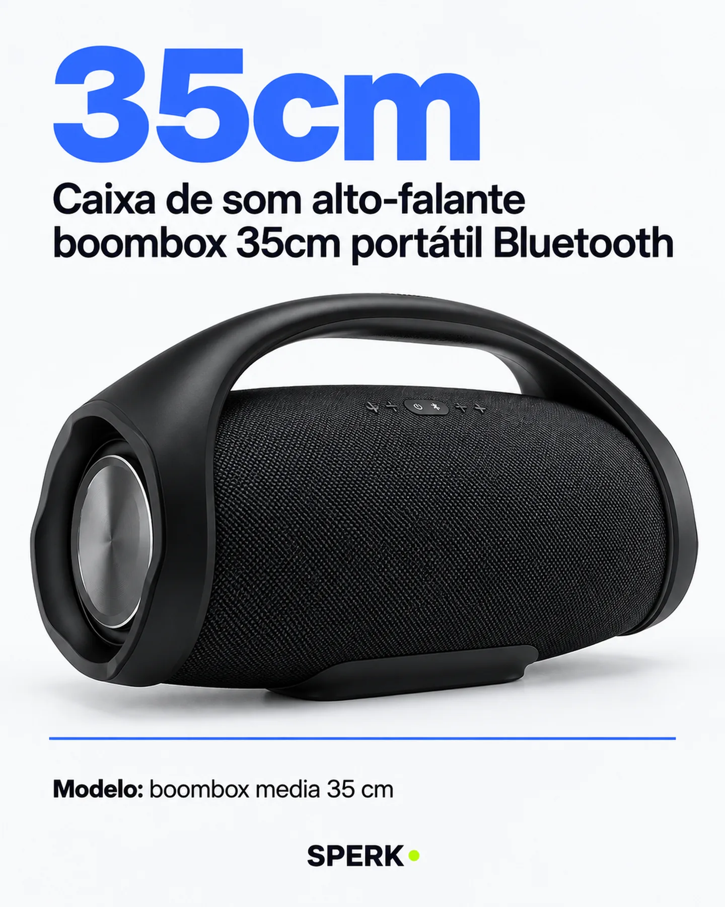 Caixa de som alto-falante boombox 35cm portátil Bluetooth — painel 3