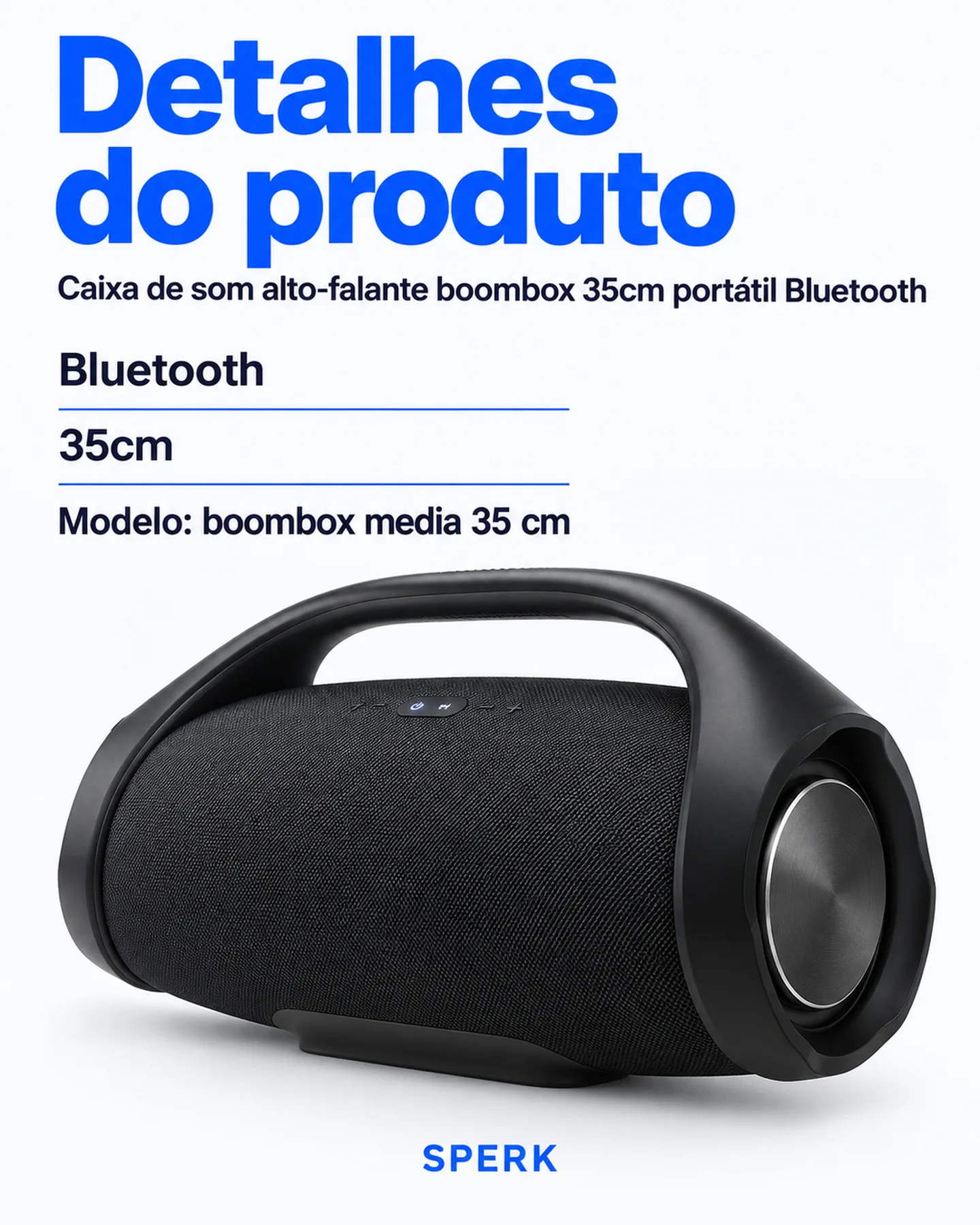 Caixa de som alto-falante boombox 35cm portátil Bluetooth — painel 4
