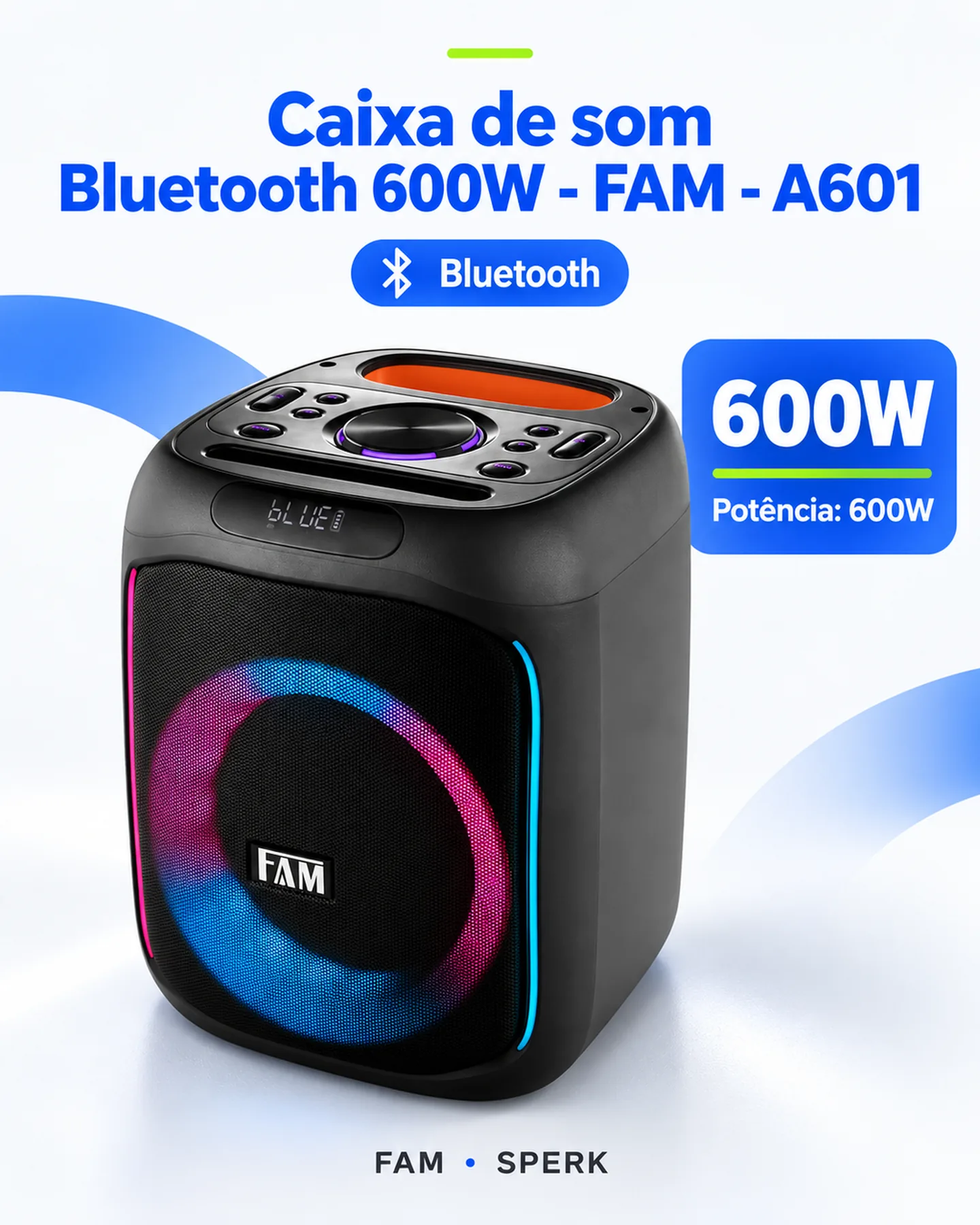 Caixa de som Bluetooth 600W - FAM - A601 — painel 1