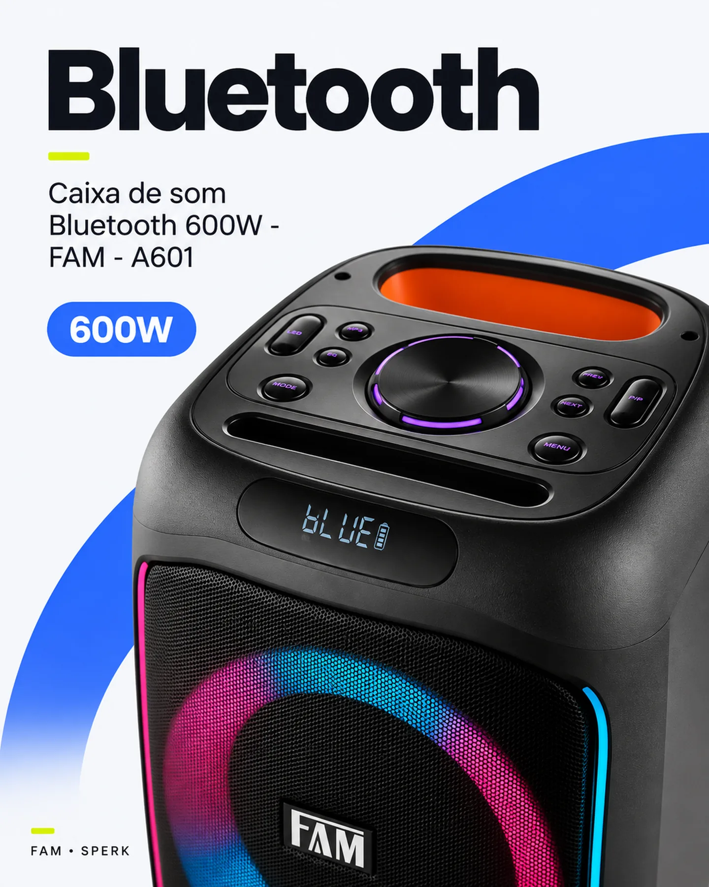 Caixa de som Bluetooth 600W - FAM - A601 — painel 2