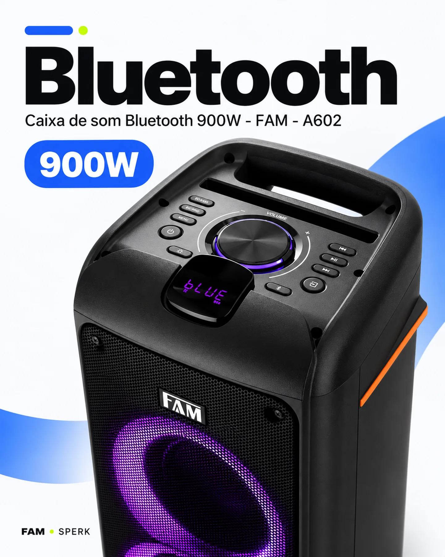Caixa de som Bluetooth 900W - FAM - A602 — painel 2