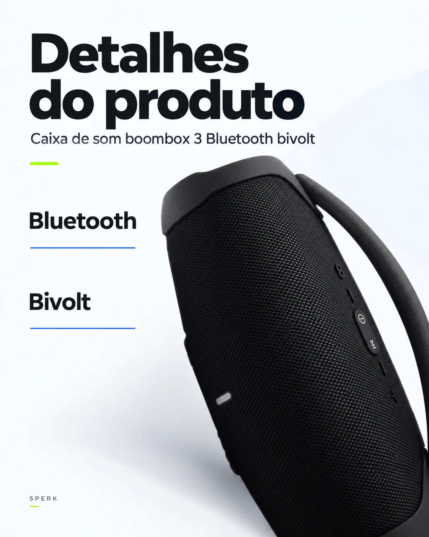 Caixa de som boombox 3 Bluetooth bivolt — painel 4