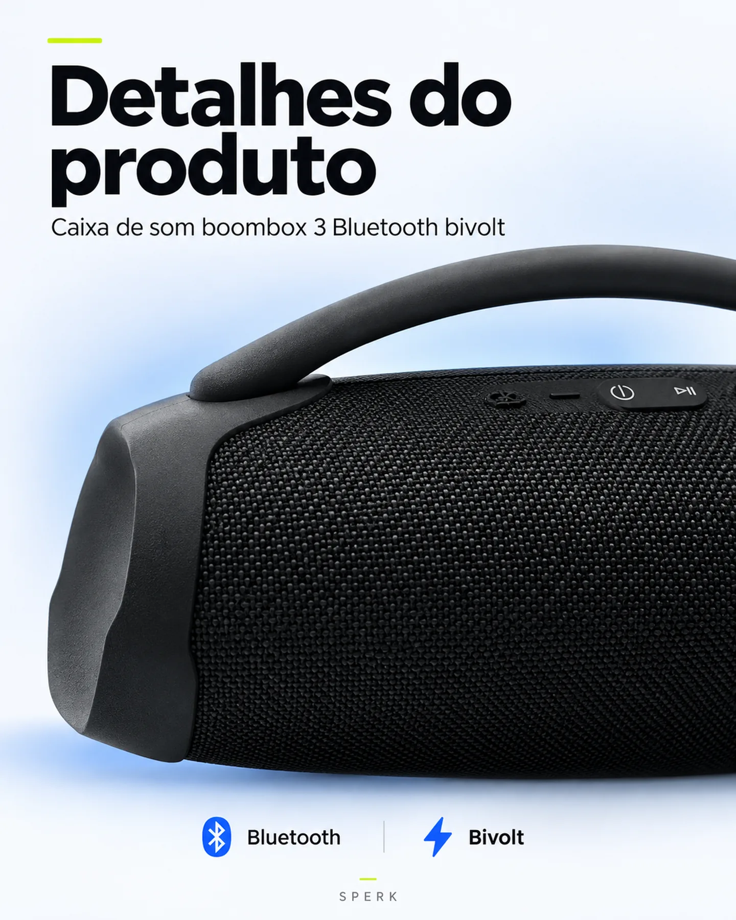Caixa de som boombox 3 Bluetooth bivolt — painel 5