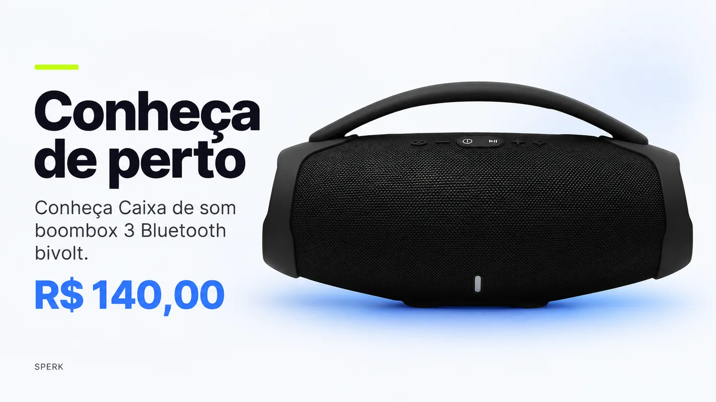 Caixa de som boombox 3 Bluetooth bivolt — heroi descricao