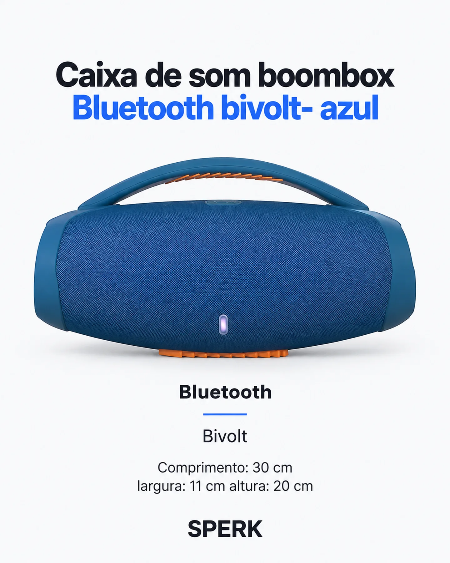 Caixa de som boombox Bluetooth bivolt- azul — painel 1