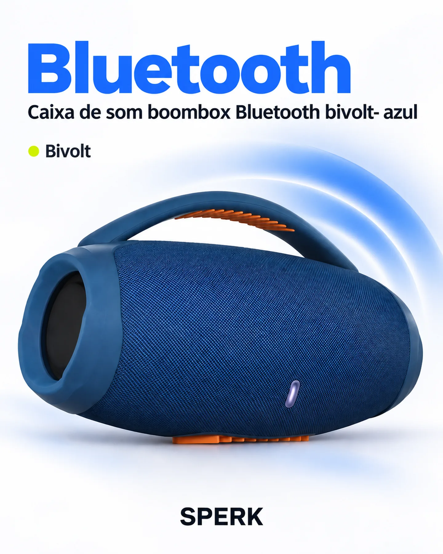 Caixa de som boombox Bluetooth bivolt- azul — painel 2