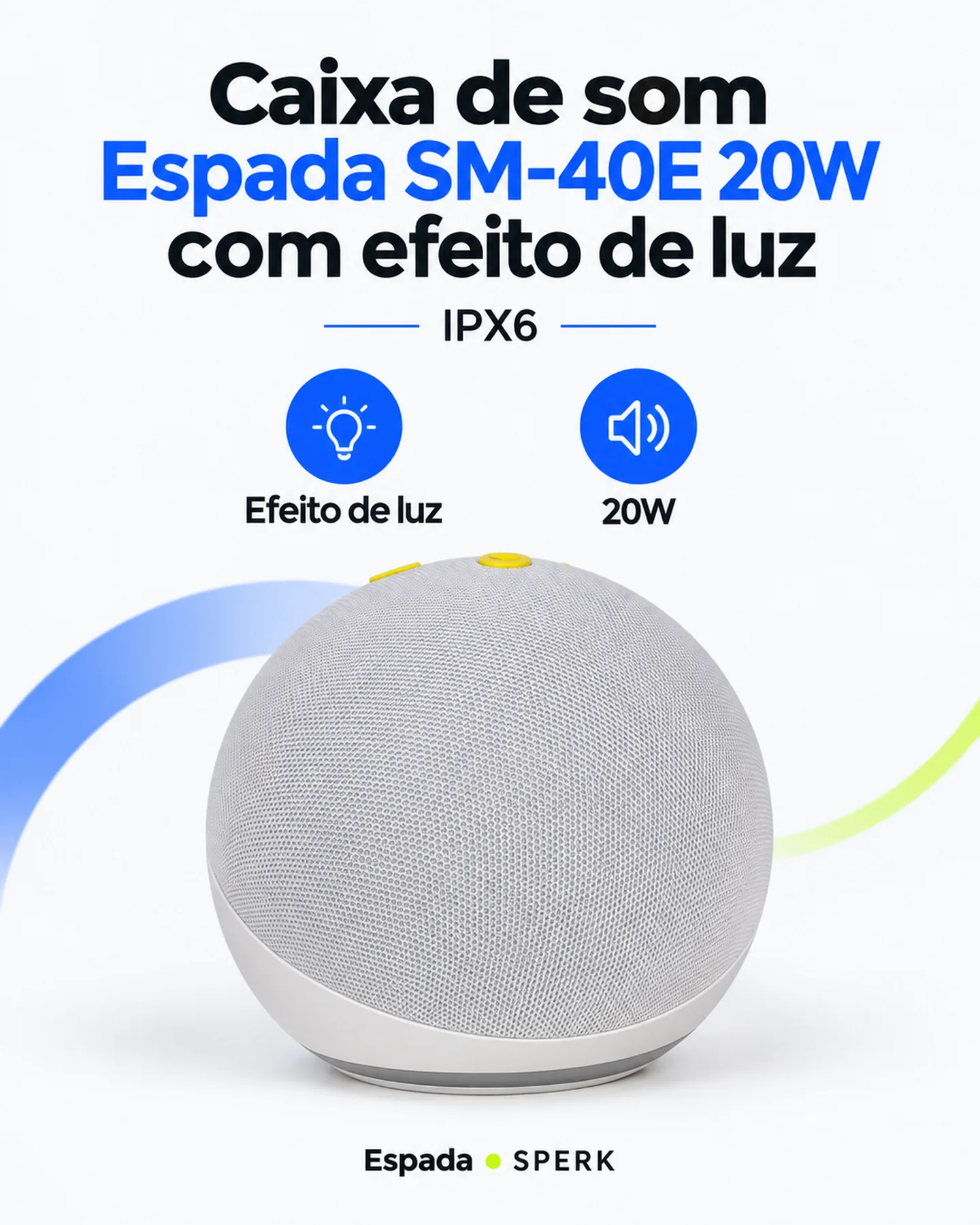Caixa de som Espada SM-40E 20W com efeito de luz — painel 1