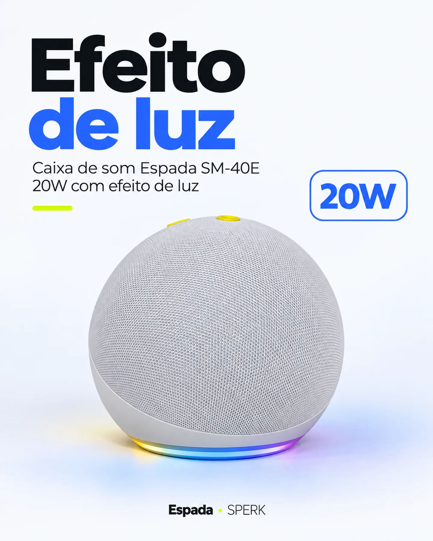 Caixa de som Espada SM-40E 20W com efeito de luz — painel 3