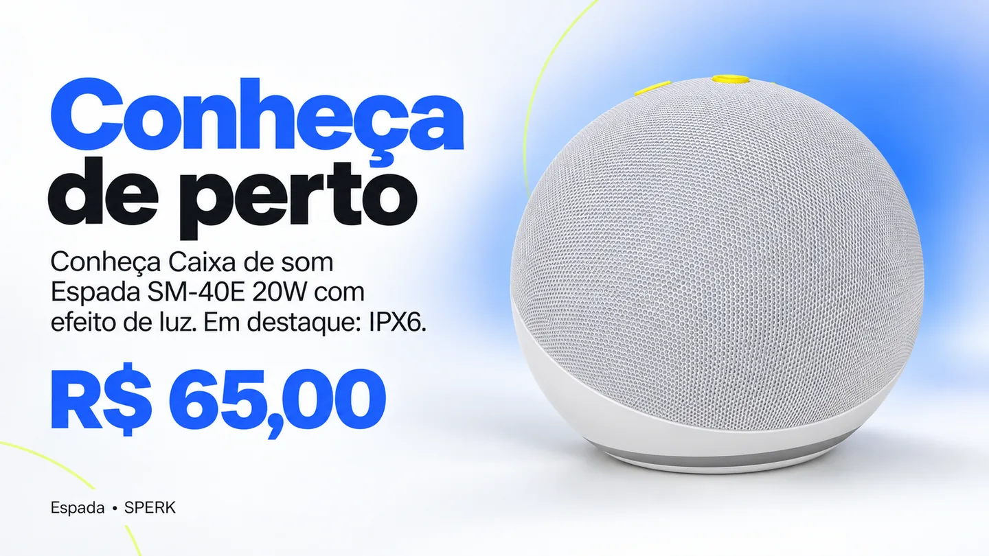Caixa de som Espada SM-40E 20W com efeito de luz — heroi descricao