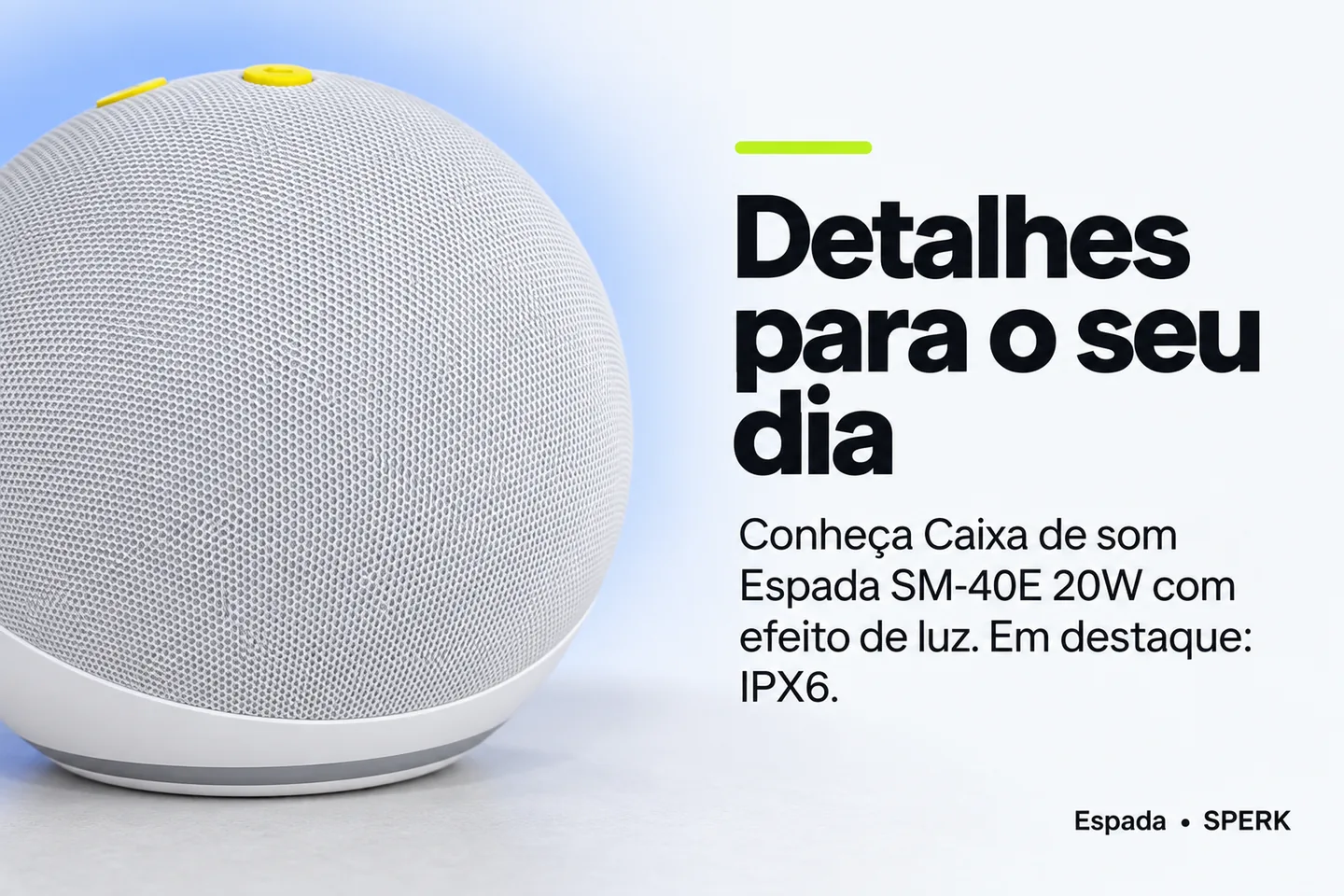 Caixa de som Espada SM-40E 20W com efeito de luz — diferencial uso
