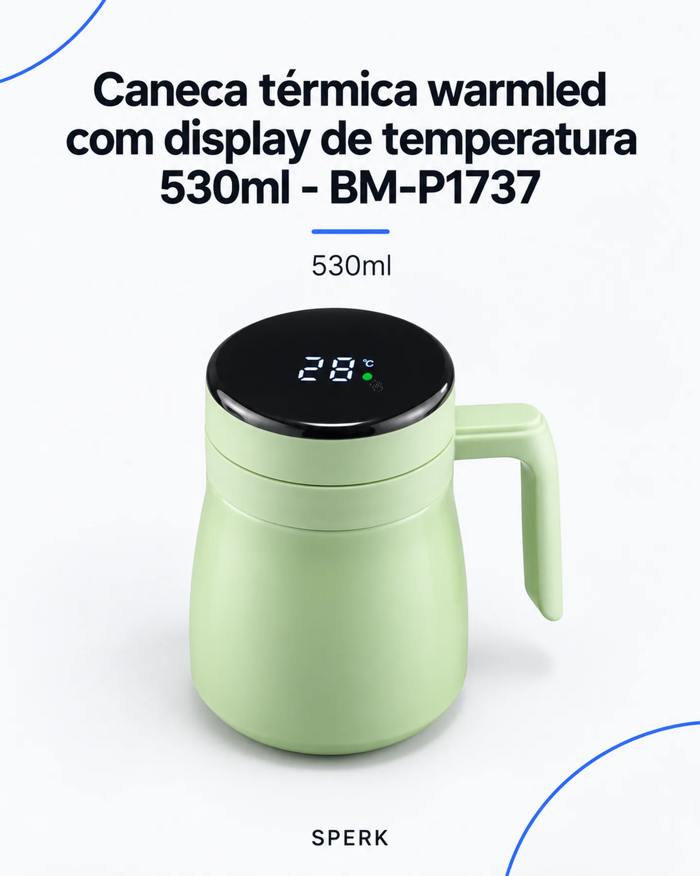 Caneca térmica warmled com display de temperatura 530ml - BM-P1737 — painel 1