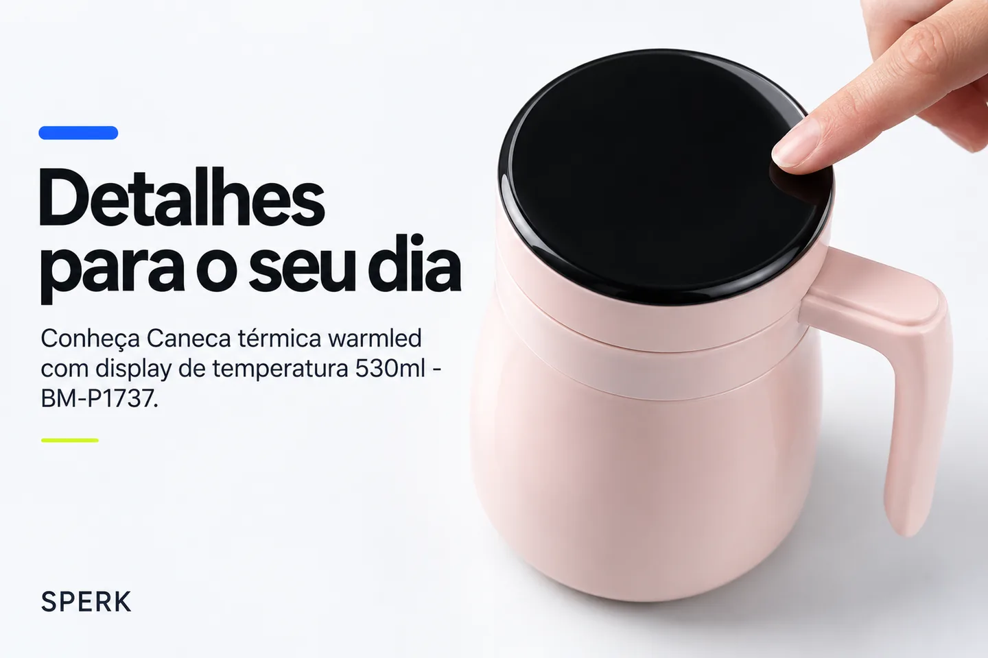 Caneca térmica warmled com display de temperatura 530ml - BM-P1737 — diferencial uso