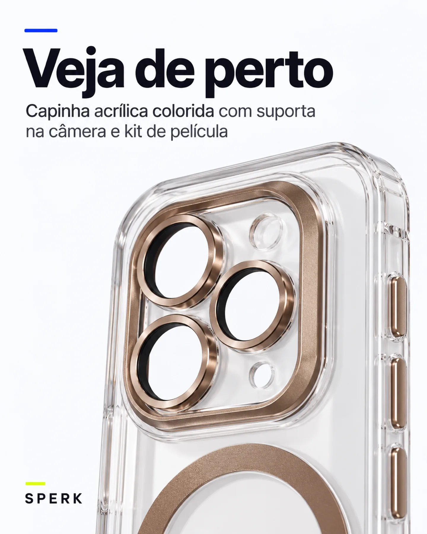Capinha acrílica colorida com suporta na câmera e kit de película — painel 3