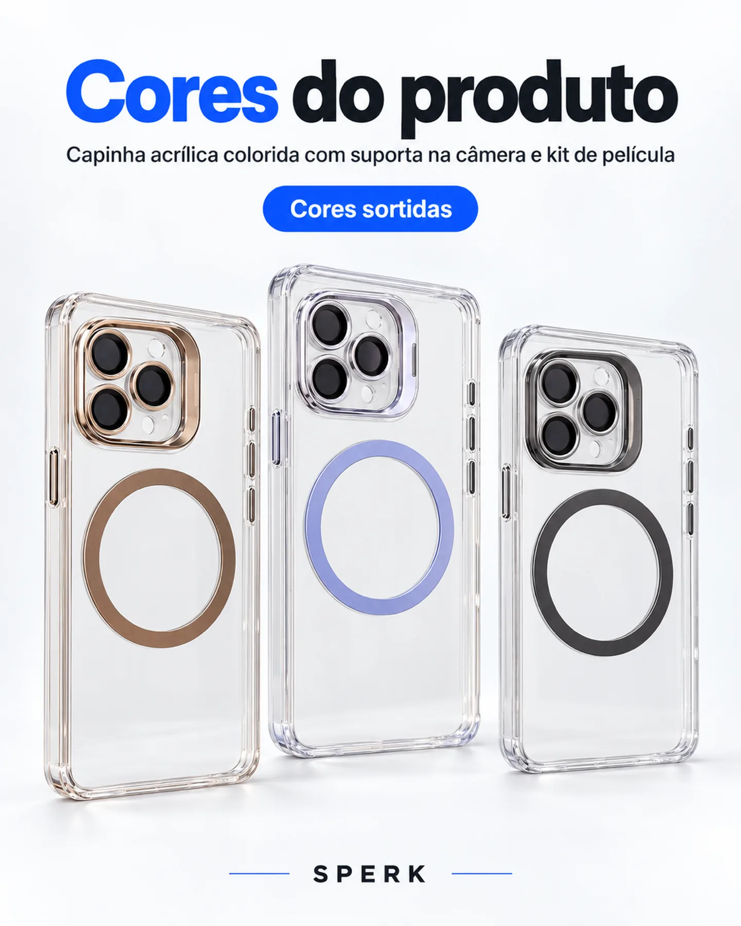 Capinha acrílica colorida com suporta na câmera e kit de película — painel 5