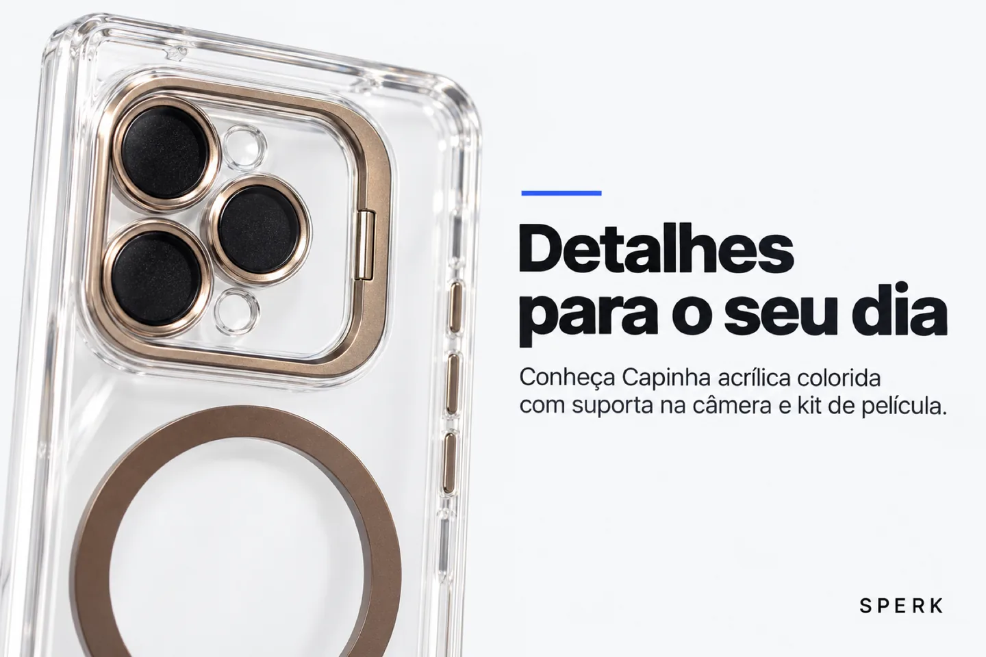 Capinha acrílica colorida com suporta na câmera e kit de película — diferencial uso