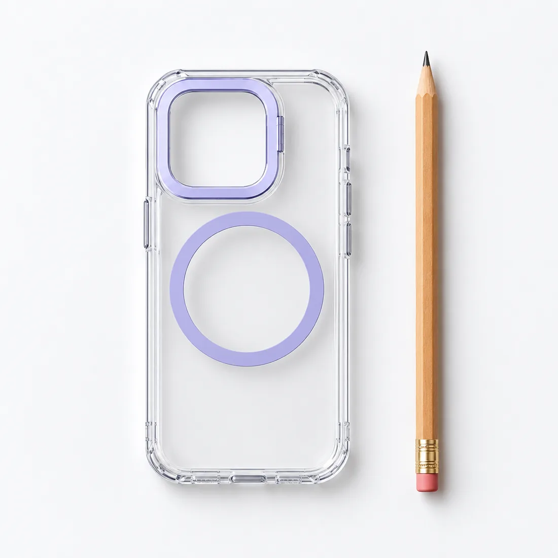 Capinha acrílica colorida com suporta na câmera e kit de película — escala