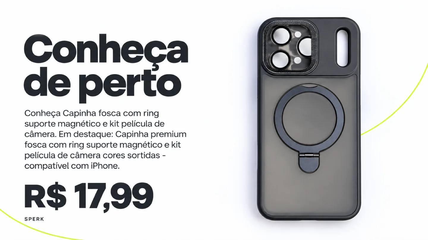Capinha fosca com ring suporte magnético e kit película de câmera — heroi descricao