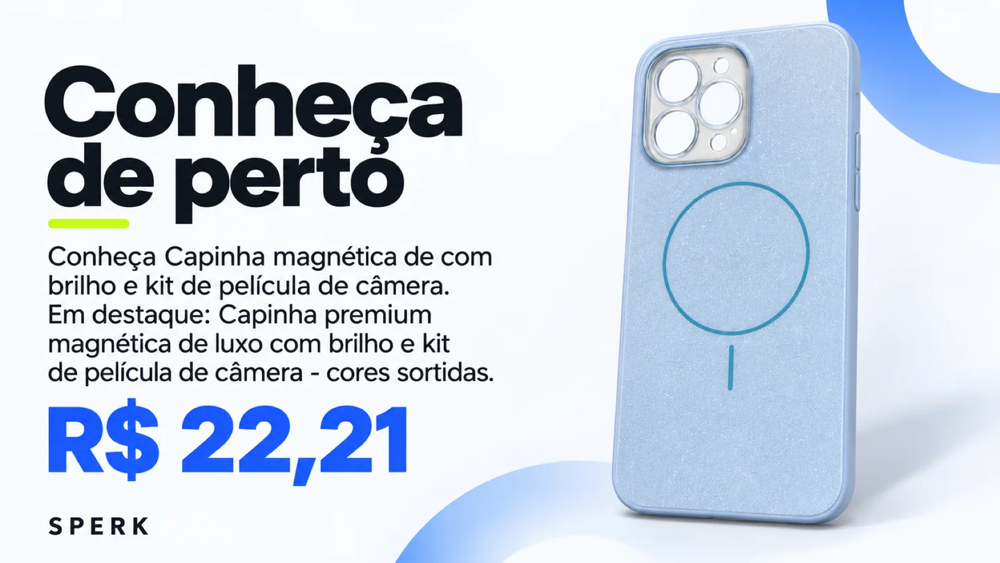 Capinha magnética de com brilho e kit de película de câmera — heroi descricao