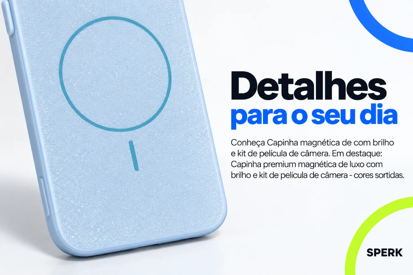 Capinha magnética de com brilho e kit de película de câmera — diferencial uso