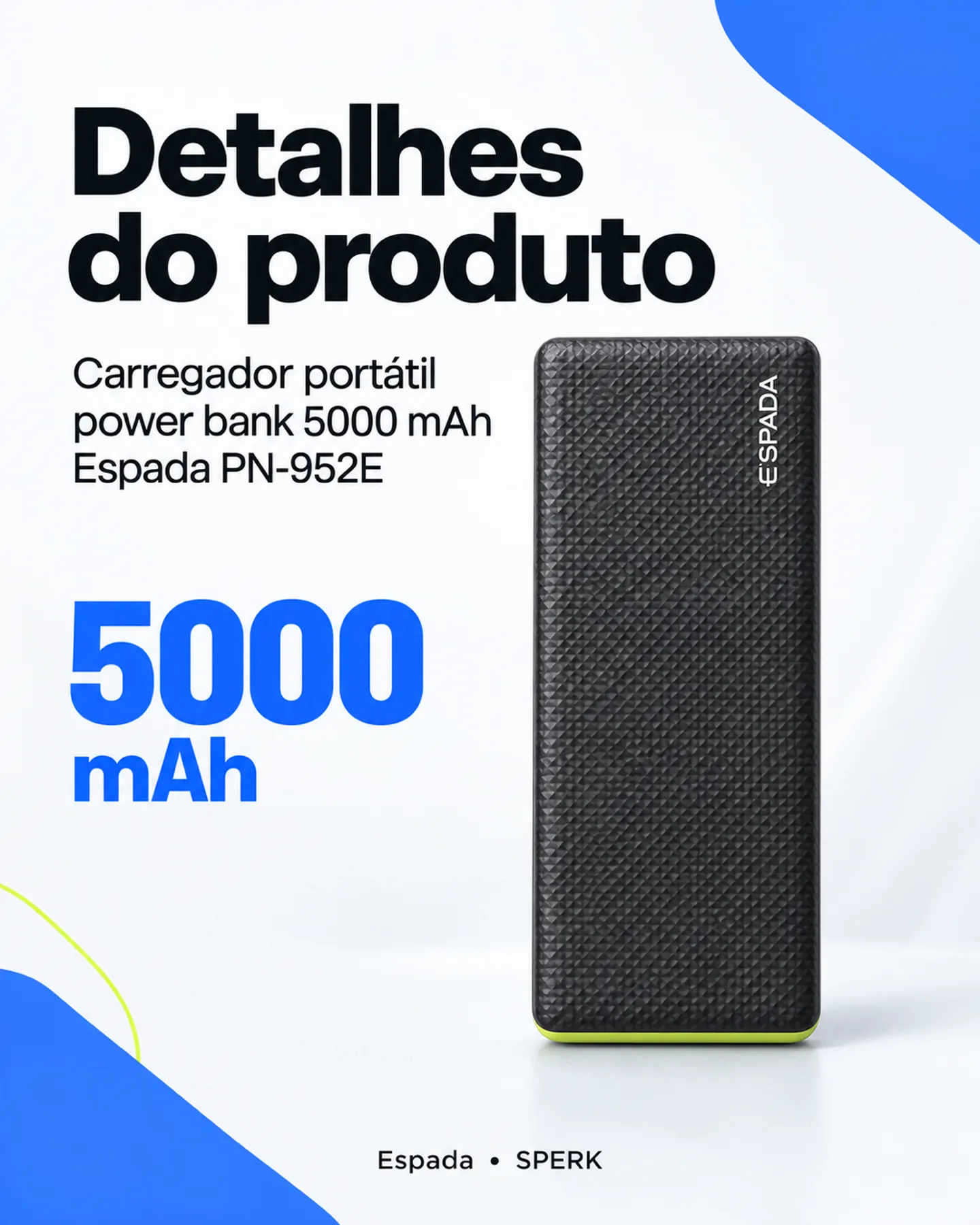 Carregador portátil power bank 5000 mAh Espada PN-952E — painel 4