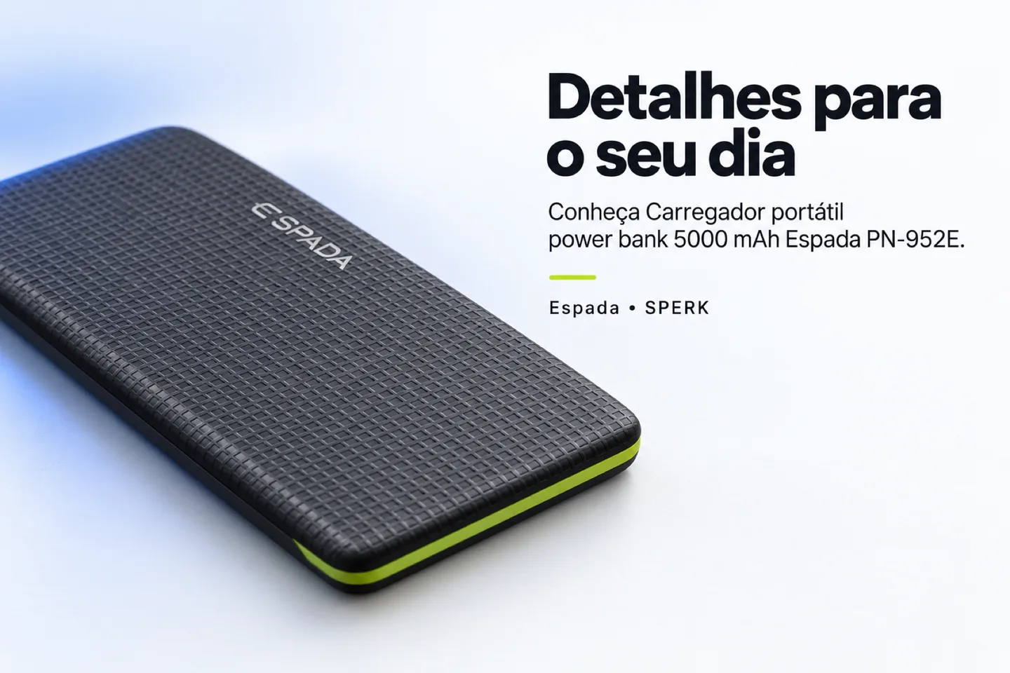 Carregador portátil power bank 5000 mAh Espada PN-952E — diferencial uso