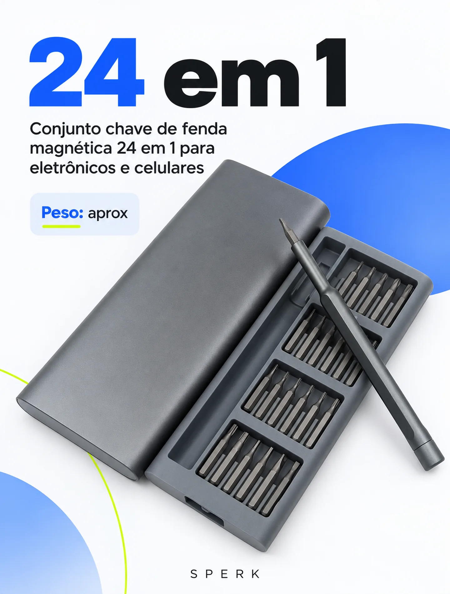 Conjunto chave de fenda magnética 24 em 1 para eletrônicos e celulares — painel 2