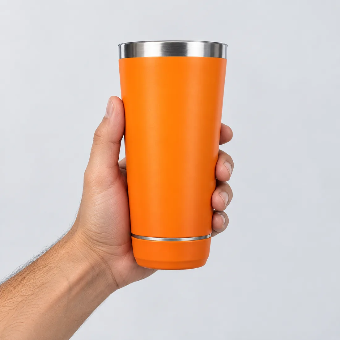 Copo térmico inox 420ml com caixa de som Bluetooth LED RGB — escala