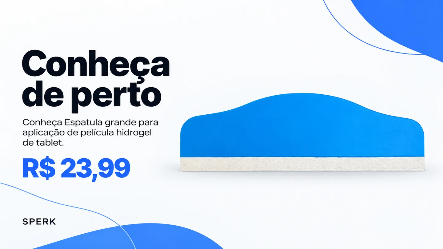 Espatula grande para aplicação de película hidrogel de tablet — heroi descricao