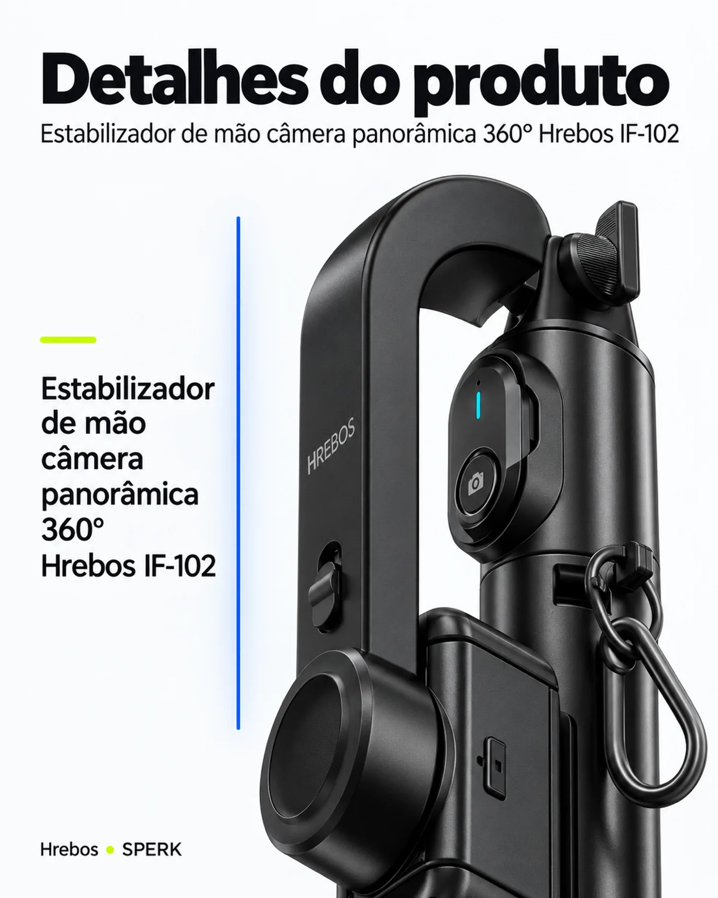 Estabilizador de mão câmera panorâmica 360° Hrebos IF-102 — painel 4